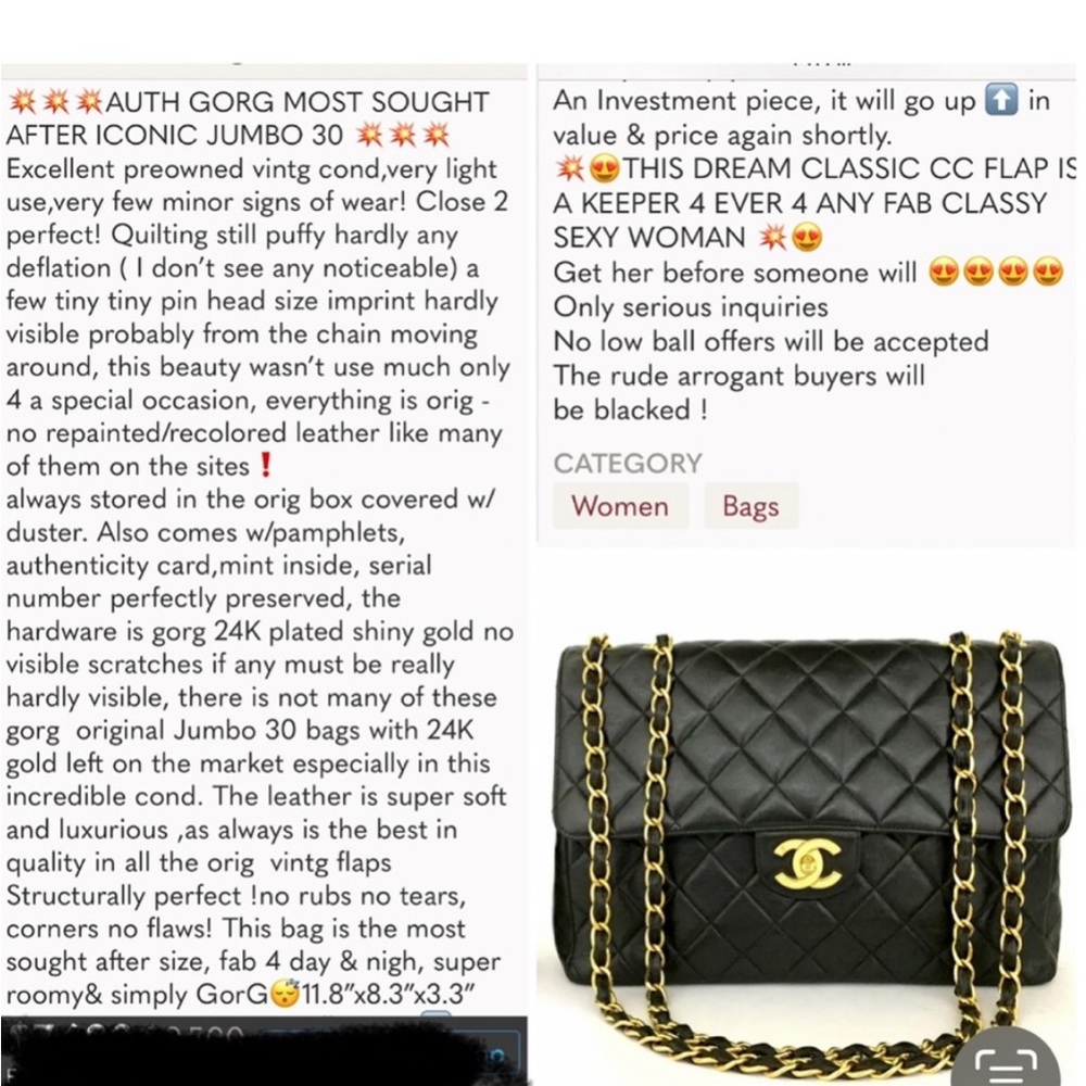CHANEL Jumbo 30🤩11.8”🤩24K Hardware Amazing cond🤩Box Card Duster Org pamphlets - Picture 14 of 15